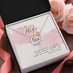 Two Hearts Entwined Necklace - For Wife